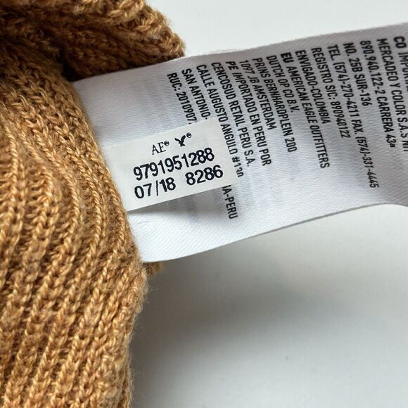 American Eagle Small Sweater Mustard Yellow Button V Neck Striped Dolman Sleeve - Picture 8 of 14